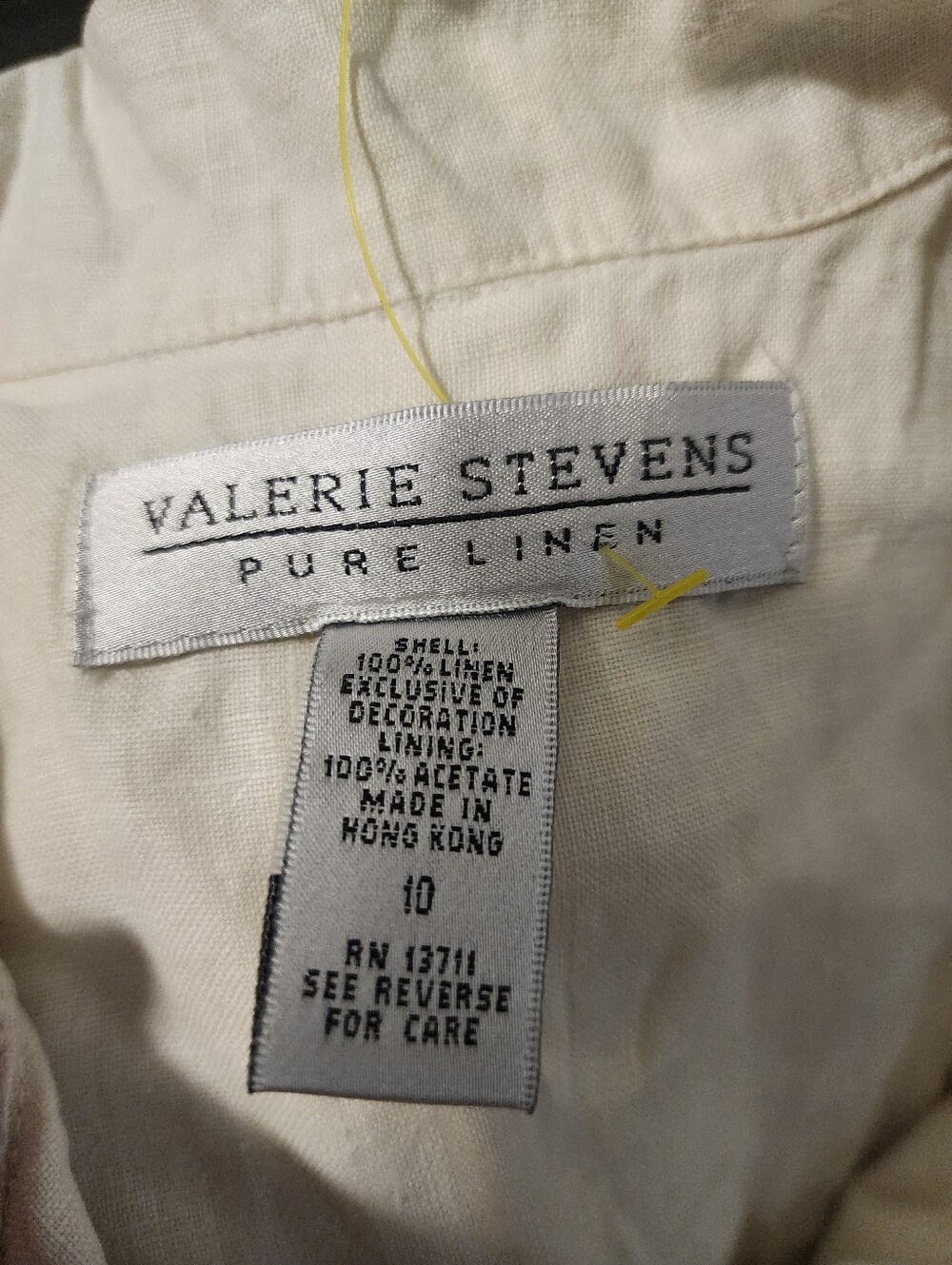 Vintage Valerie Stephens Pure Linen Button Front Dress Cream Embroidered Size 10 - Picture 7 of 8